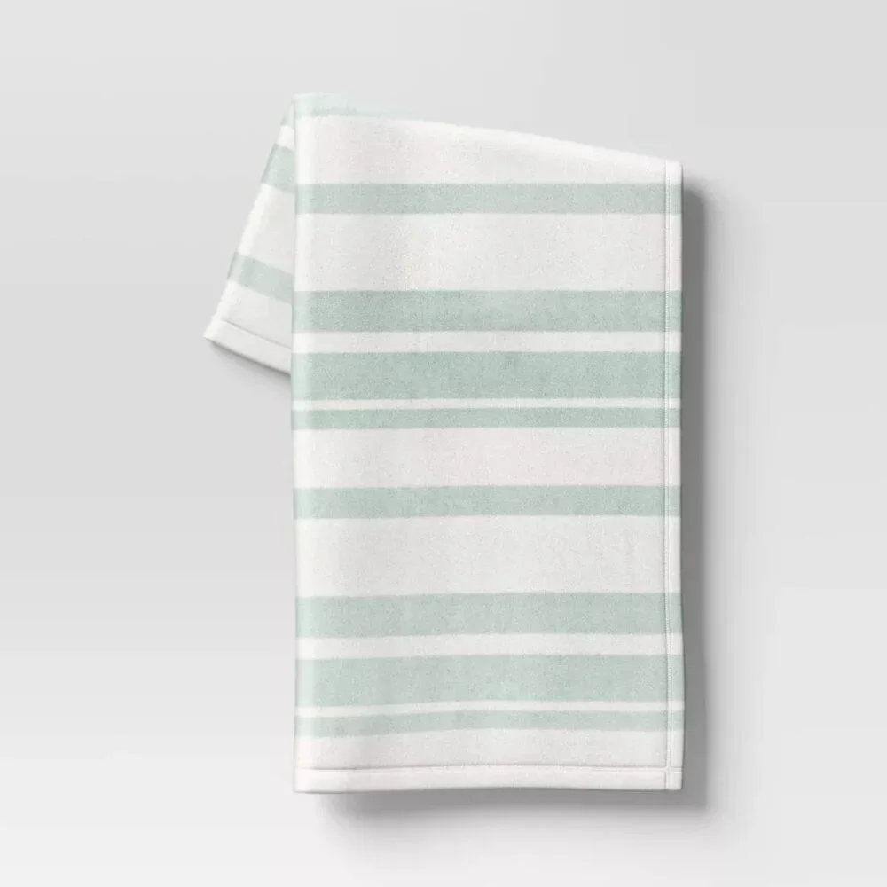 Target Room‎ Essentials Printed Plush Striped Throw Blanket Mint Easter 2024